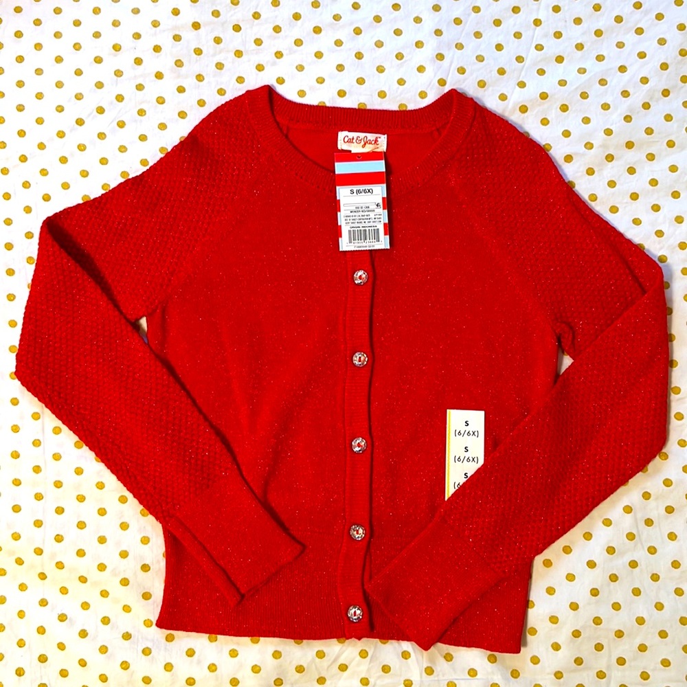 Girls Button Up Sparkle Cardigan Size 6/6x